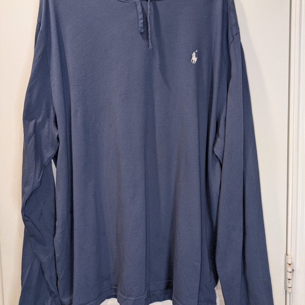 Polo Ralph Lauren Hoodie XXL Blue Long Sleeve Pony Logo Shirt
